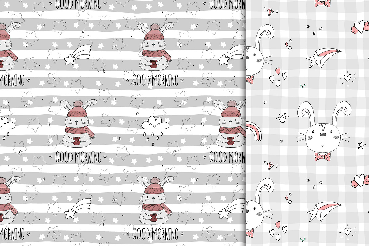 Cute rabbits patterns colection!, a Pattern Graphic by Irene_Boiko_ART (Photo 9 of 21)