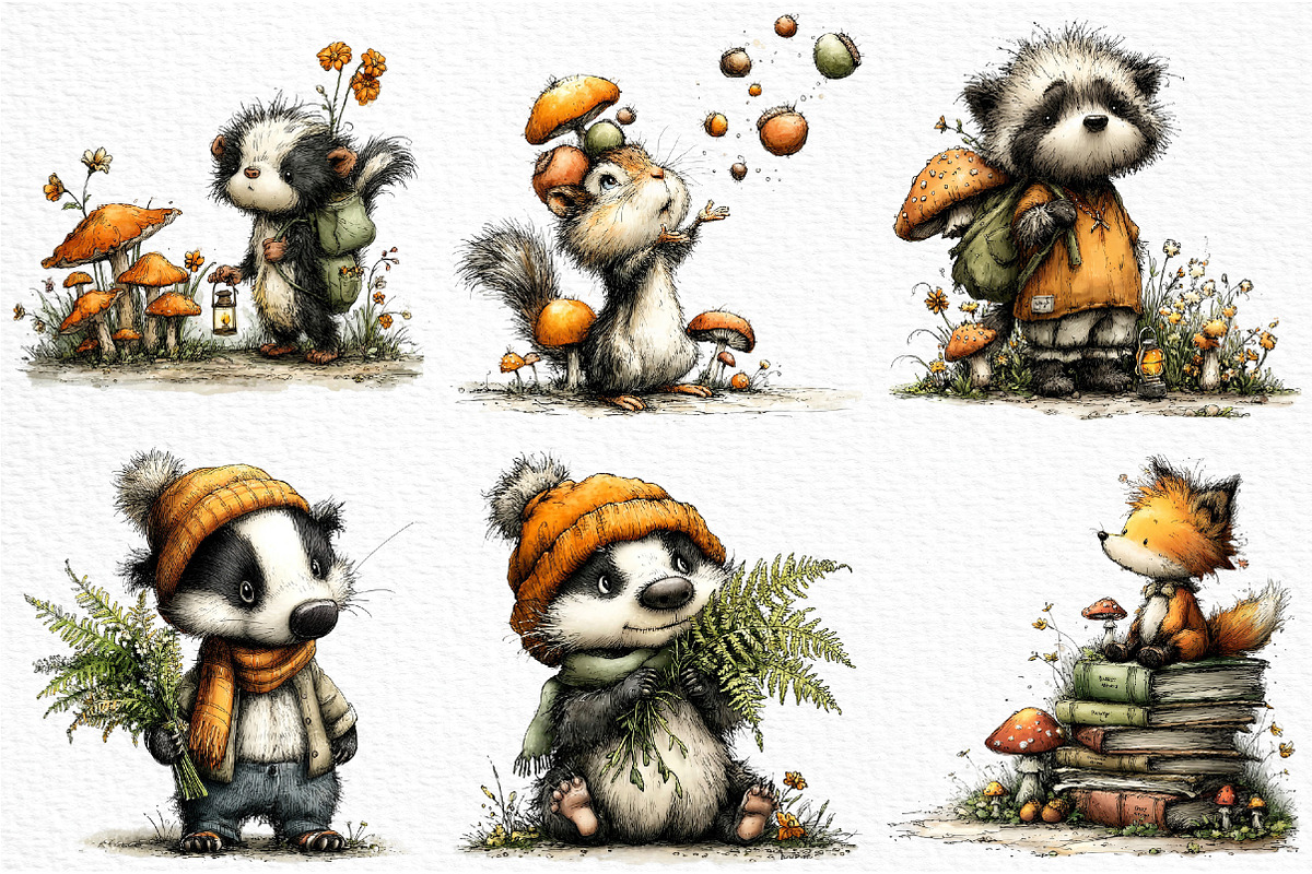 Quirky Woodland Animals PNG Clipart, a Seasonal Illustration by Craft Nest (Photo 3 of 6)