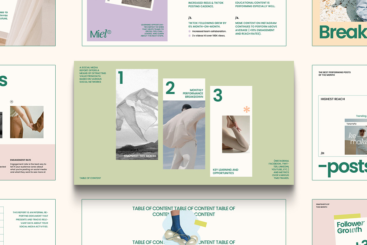 MIEL / Social Media Report Kit, a Presentation Template by Eviory (Photo 3 of 14)