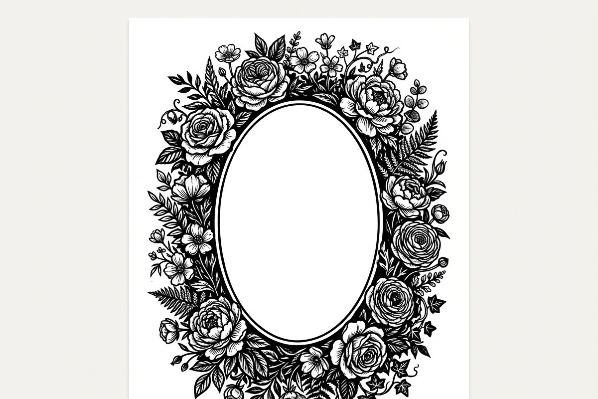 50 Elegant Floral Oval Mirror Frame, a Decorative Illustration by Amazin_art (Photo 13 of 40)