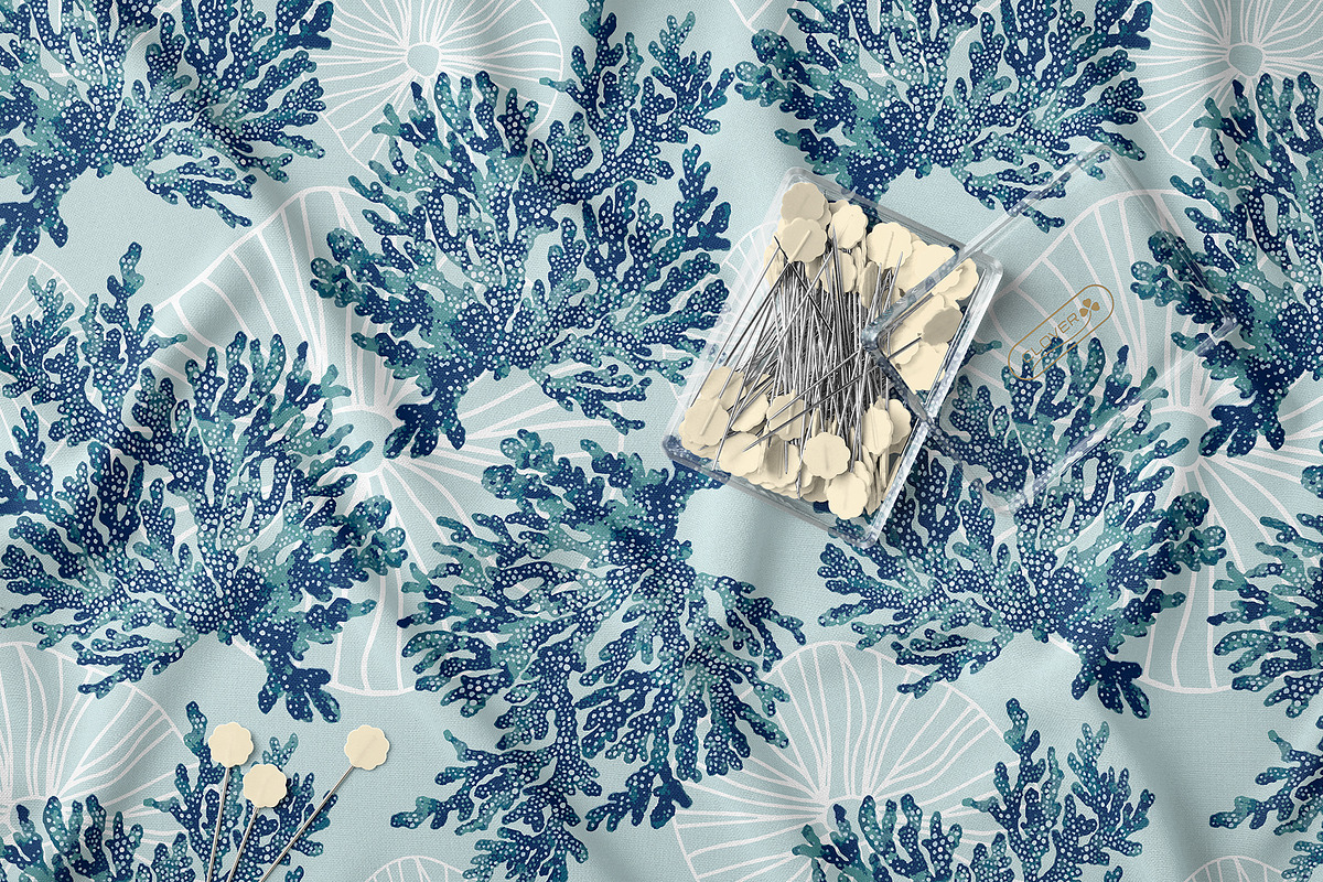 Blue Coral Seamless Pattern, a Pattern Graphic by StudioGlouna (Photo 7 of 7)