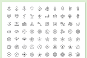 170 Plants & Flowers Icons, an Outline Icon by Nadiinko (Thumbnail 2 of 5)
