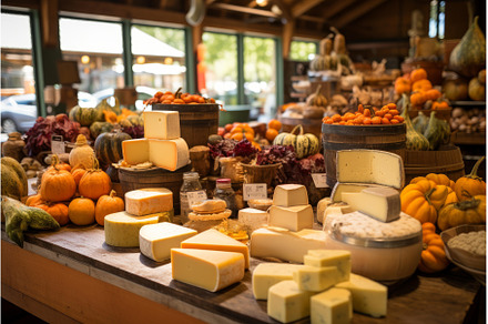 Displaying fresh cheese wedges and, a Food & Drink Photo by Ylivdesign