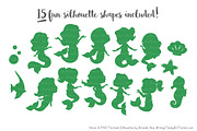 Shades of Green Mermaid Clipart, an Illustration by Amanda Ilkov (Thumbnail 2 of 3)