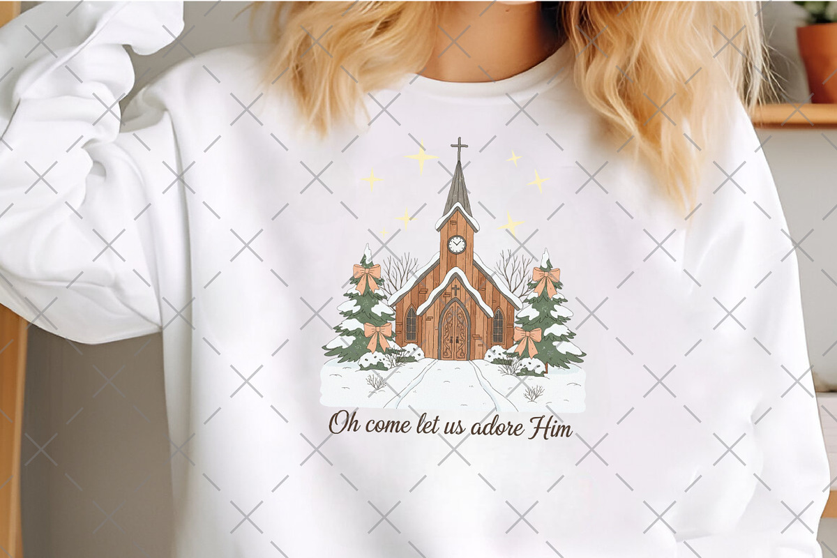 Vintage Christmas Church PNG, an Illustration by Craft Nest (Photo 2 of 6)