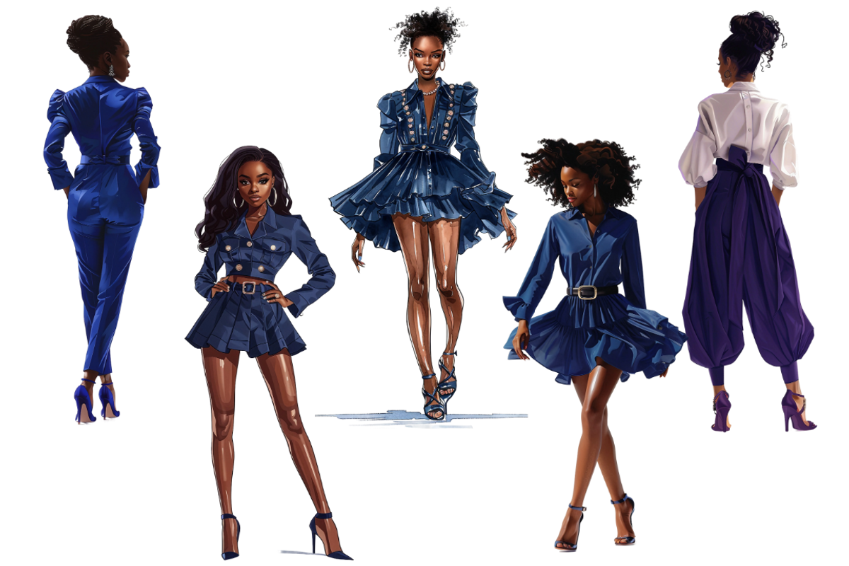 Fashion Girl in Indigo Cliparts, a Person Illustration by Mash Mash Stickers (Photo 3 of 9)