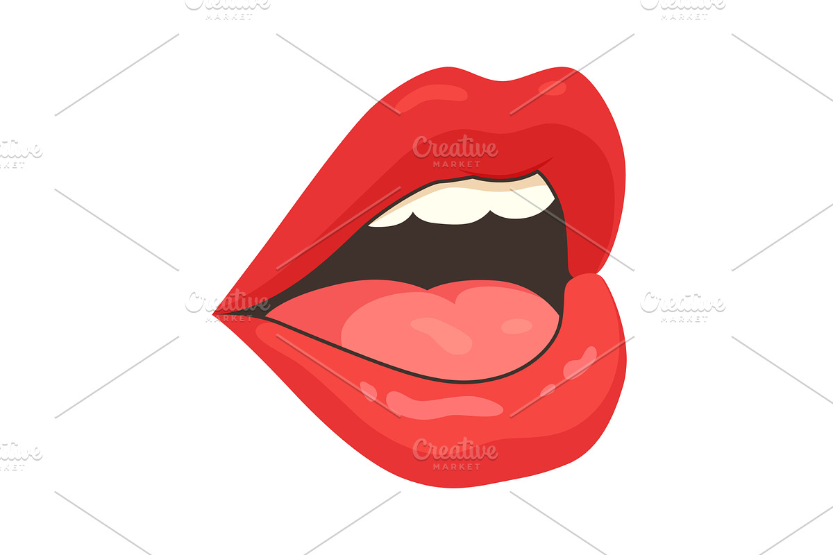 Red lip female. Woman expressed, an Object Illustration by the8monkey