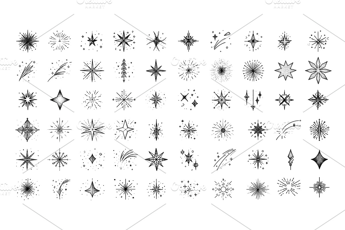 Stars hand drawn black ink sketch, an Object Illustration by Onyx