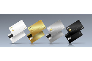 Bank credit card mockup with gold, a Finance Illustration by art PVP - market