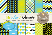 Little Man Mustache Digital Papers, a Pattern Graphic by JennyL Designs (Thumbnail 1 of 3)