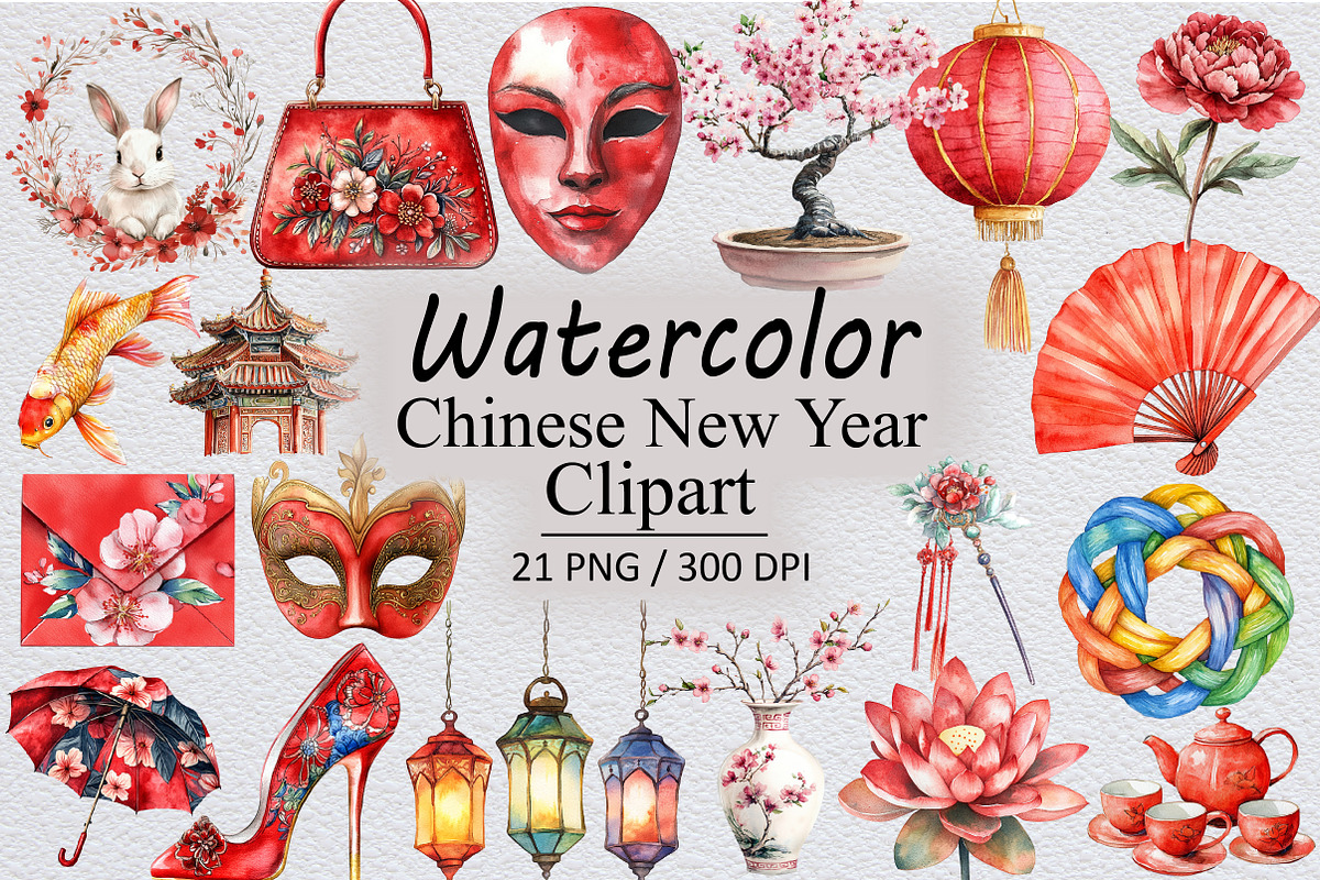 Chinese New Year Clipart, an Illustration by Design Market (Photo 1 of 3)