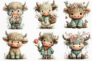Whimsical Spring Highland Cow PNG, an Illustration by Craft Nest (Thumbnail 5 of 11)