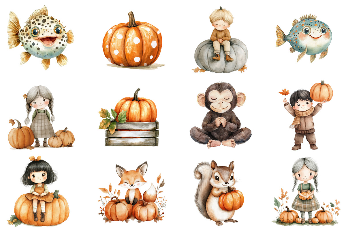 Cottagecore Pumpkin Clipart Set, an Illustration by CitraGraphics (Photo 3 of 5)