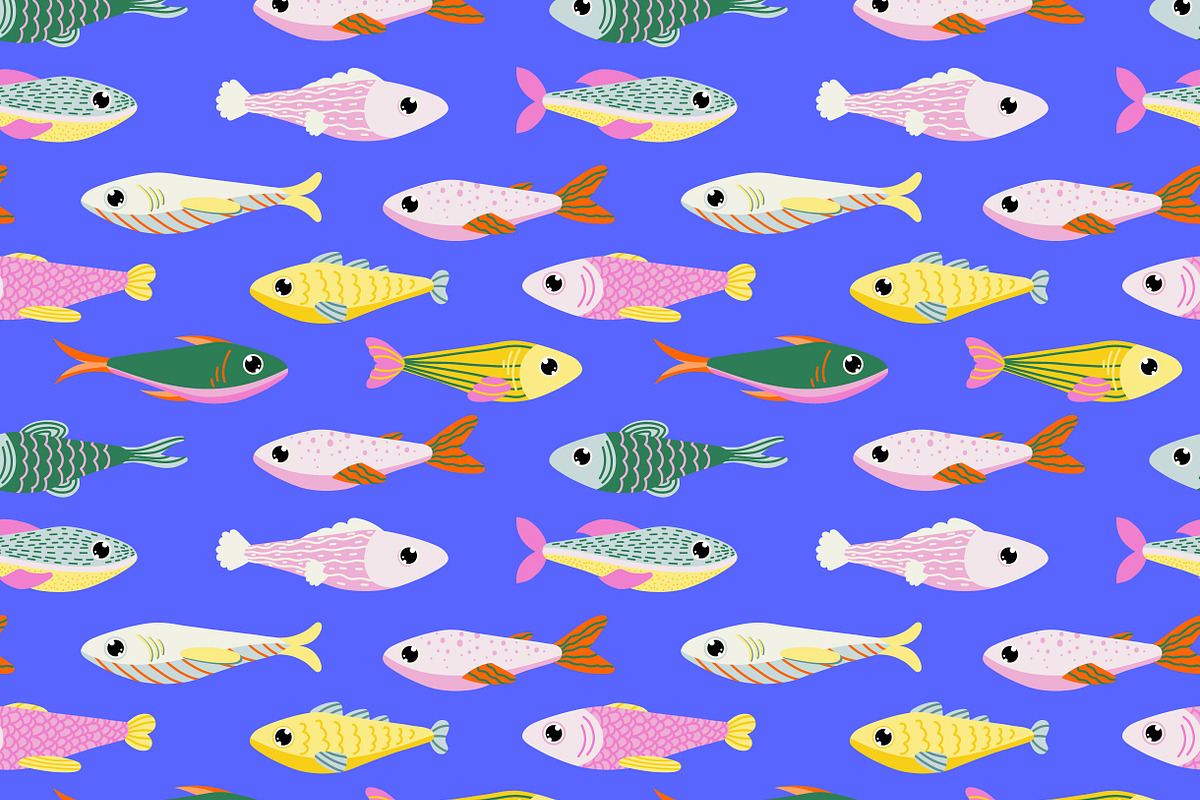 Sea creatures Seamless Patterns Set, an Animal Illustration by Eve of Art (Photo 5 of 5)