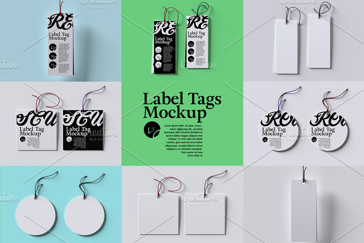 Set of Tag Clothing Labels Mockup, an Advertising Mockup by Black Cat Studio (Photo 1 of 6)