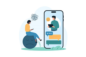 Online consultation counseling app, a Person Illustration by Flashvector