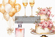 Boho Watercolor Wedding Clipart, a Decorative Illustration by OKArtHub (Thumbnail 11 of 12)