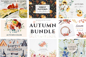 Autumn. Watercolor bundle