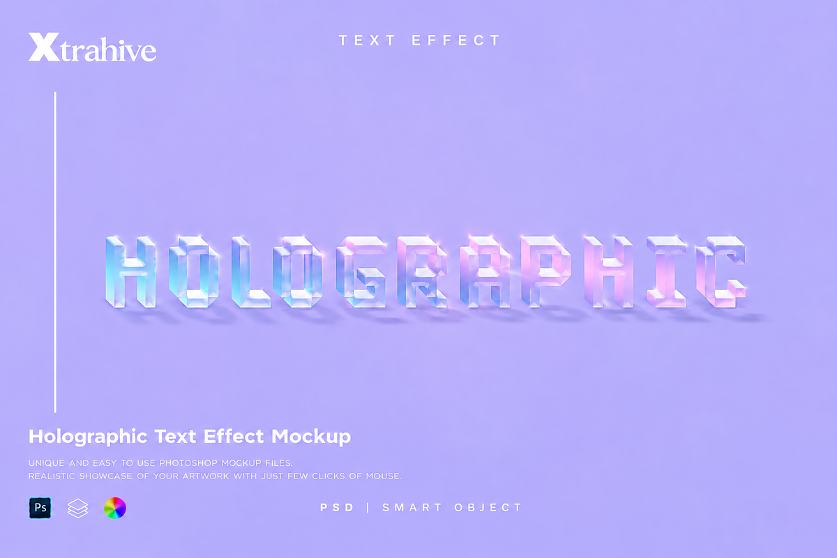 Holographic Text Effect Mockup, a Pattern Graphic by Xtrahive (Photo 1 of 3)