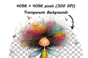 Watercolor Quirky Fairy Clipart Set, a Graphic by one-touch (Thumbnail 8 of 14)