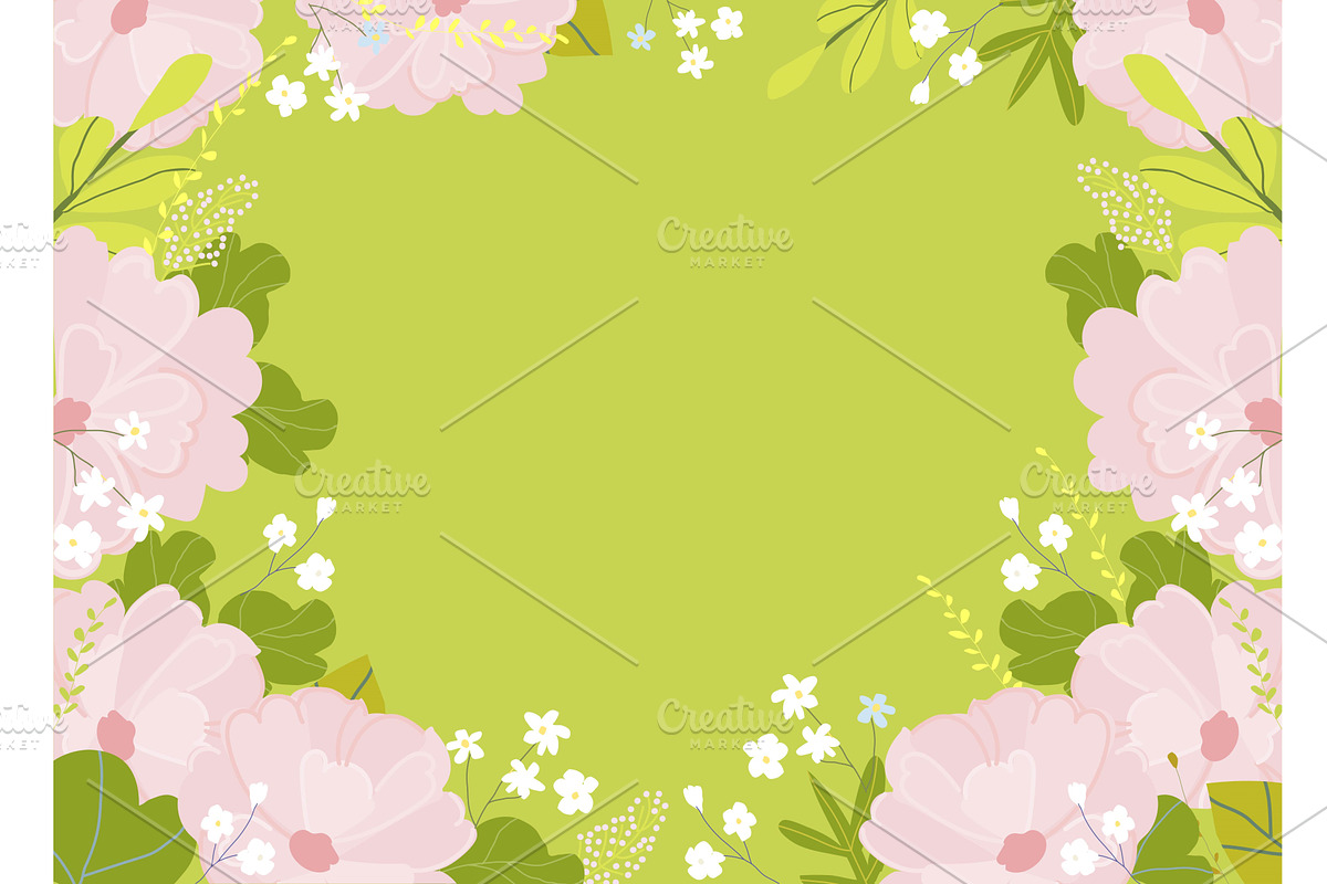 Cute Frame with Spring Flowers on, an Object Illustration by Maria Starus