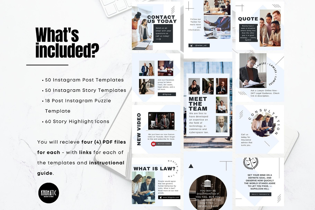 Lawyer Instagram Social Media Bundle, a Social Media Template by Kromatic Design Studio (Photo 6 of 10)