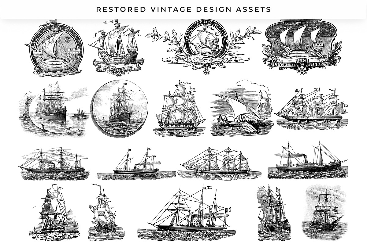 Vintage Steam and Sail Clipart, a Transportation Illustration by Century Library (Photo 6 of 8)