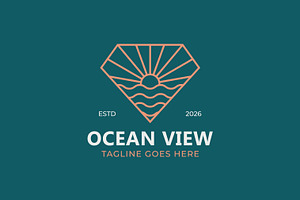 Ocean view sunset diamond logo, a Branding & Logo Template by Signatoro