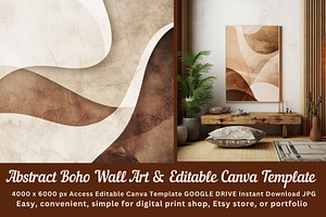 Abstract Boho Wall Art & Cliparts, a Poster Template by ARTOZEN DIGITAL