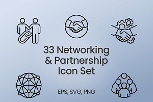 33 Networking Partnership Icons, an Outline Icon by adenpinkstore
