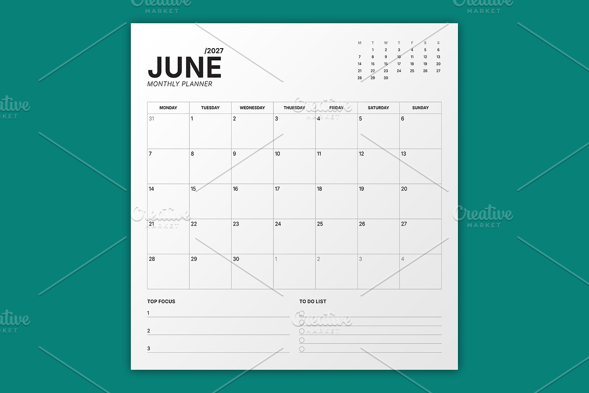 2027 Monthly Planner Calendar, a Texture Illustration by mikhailmorosin (Photo 4 of 4)