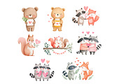 Watercolor Animals Valentine's Clipa, an Illustration by Dream Creation (Thumbnail 6 of 7)