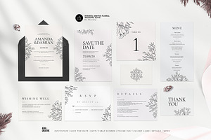 Minimal Sketch Floral Wedding Suite, an Invitation Template by Azka Creative