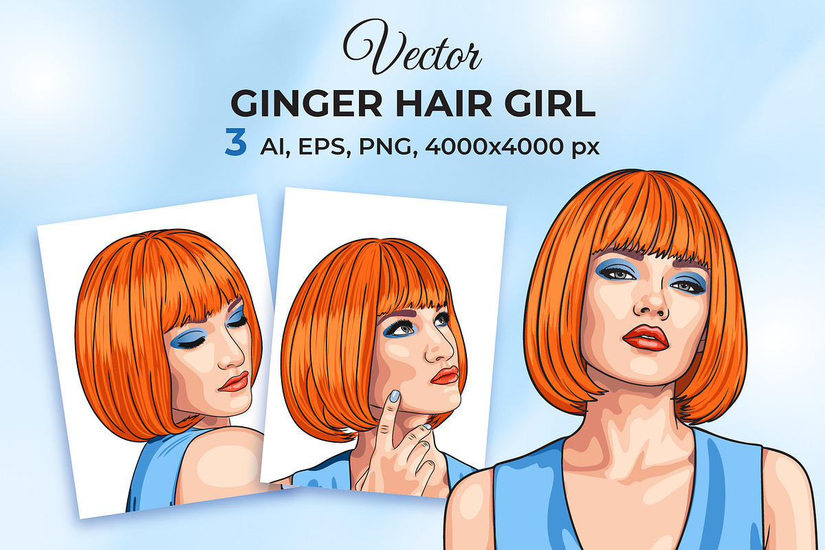Vector Ginger Hair Girl, a Person Illustration by Iryna Denysova (Photo 1 of 4)
