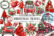 Christmas Travel Watercolour Clipart, an Illustration by Libby Wishes (Thumbnail 1 of 7)