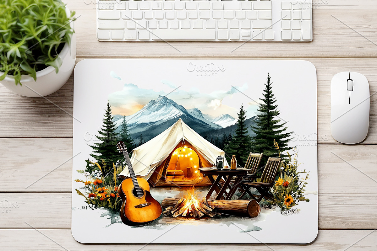 Watercolor Camping Clipart, a Sport Illustration by GalaDesign03 (Photo 7 of 7)