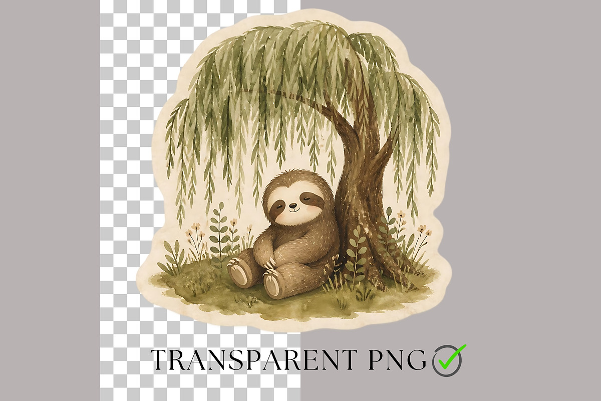 Sloth PNG Clipart Sticker Pack, an Animal Illustration by Nicole Branger Art (Photo 5 of 11)