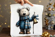 Whimsical Christmas Blue Teddy Bear, an Illustration by OK Design (Thumbnail 5 of 6)