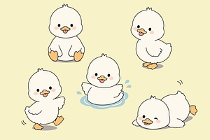 Baby Duck Character Set Collection, an Animal Illustration by Artpon Illustration