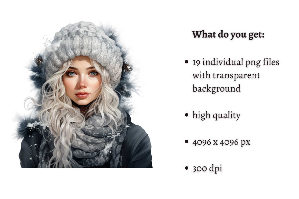 Watercolor Winter Girl Cliparts, a Person Illustration by Mash Mash Stickers (Photo 2 of 9)