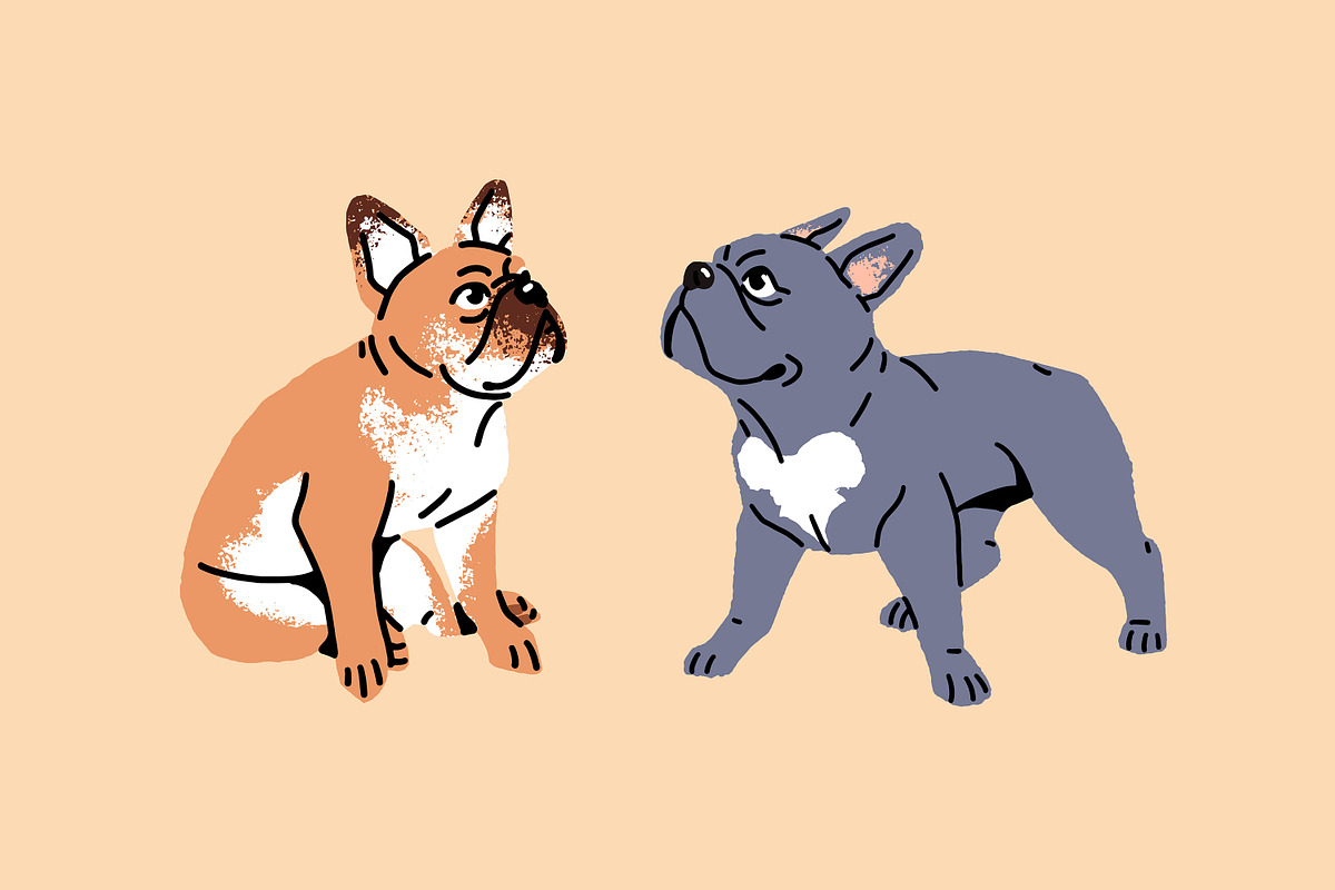 French bulldogs set + sticker pack, an Animal Illustration by PaperTrident (Photo 8 of 11)