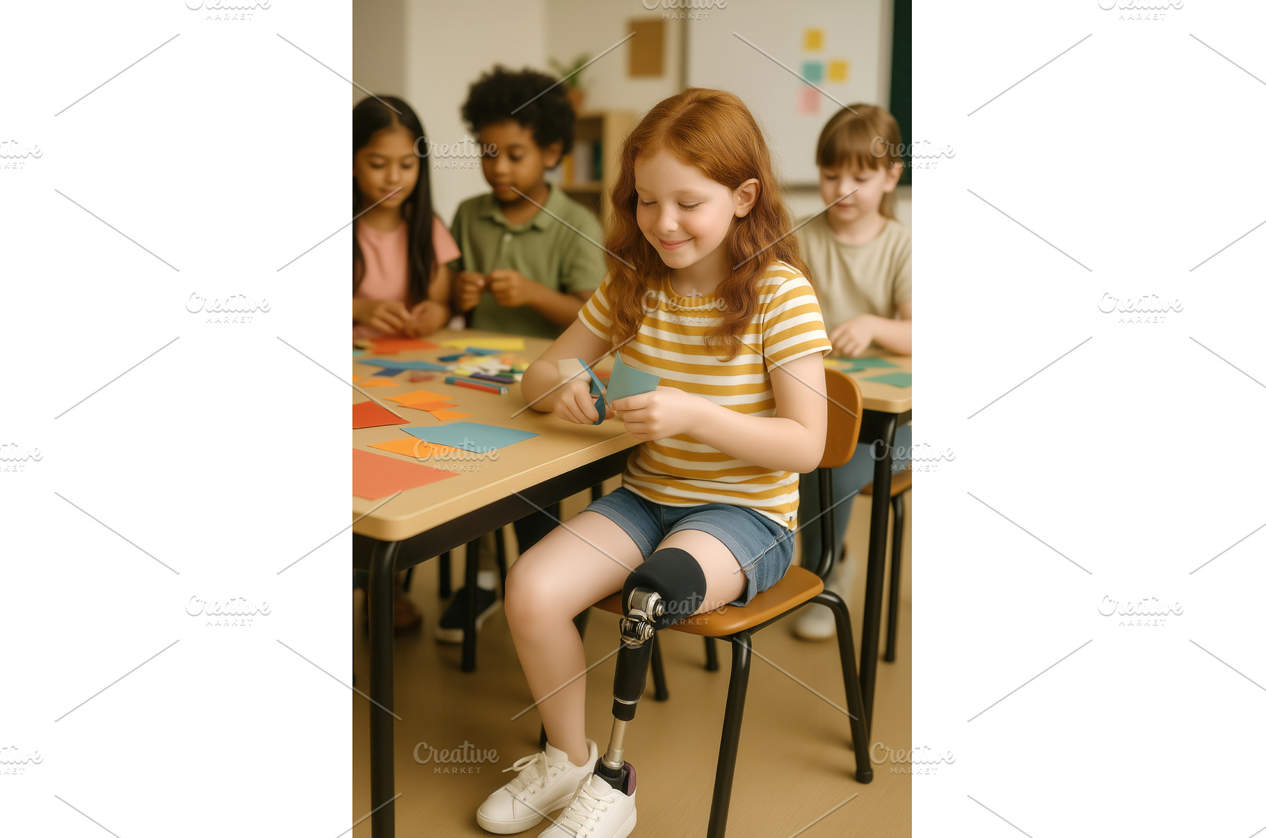 A young girl with a prosthetic leg, a School & Education Photo by Sergey Kotenev