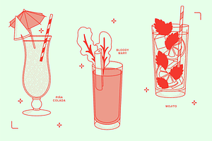 Summer Cocktails Vector Illustration