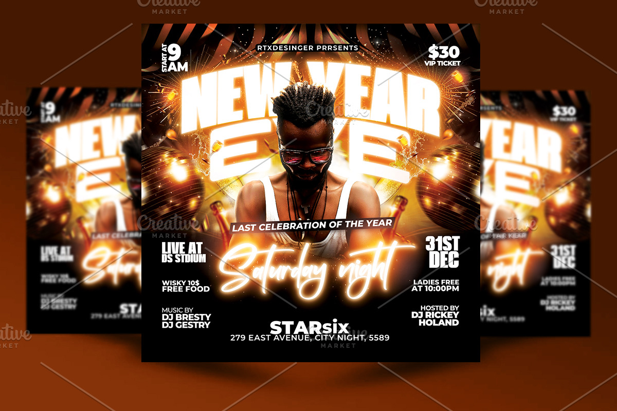 New Year Eve 2025 Party Flyer, a Flyer Template by RTXdesinger99 (Photo 1 of 3)