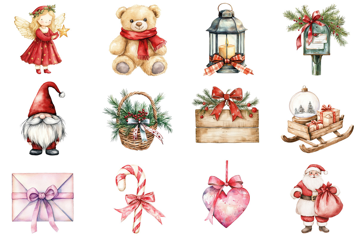 Christmas Floral Wreath & Santa Clau, an Illustration by CitraGraphics (Photo 4 of 5)