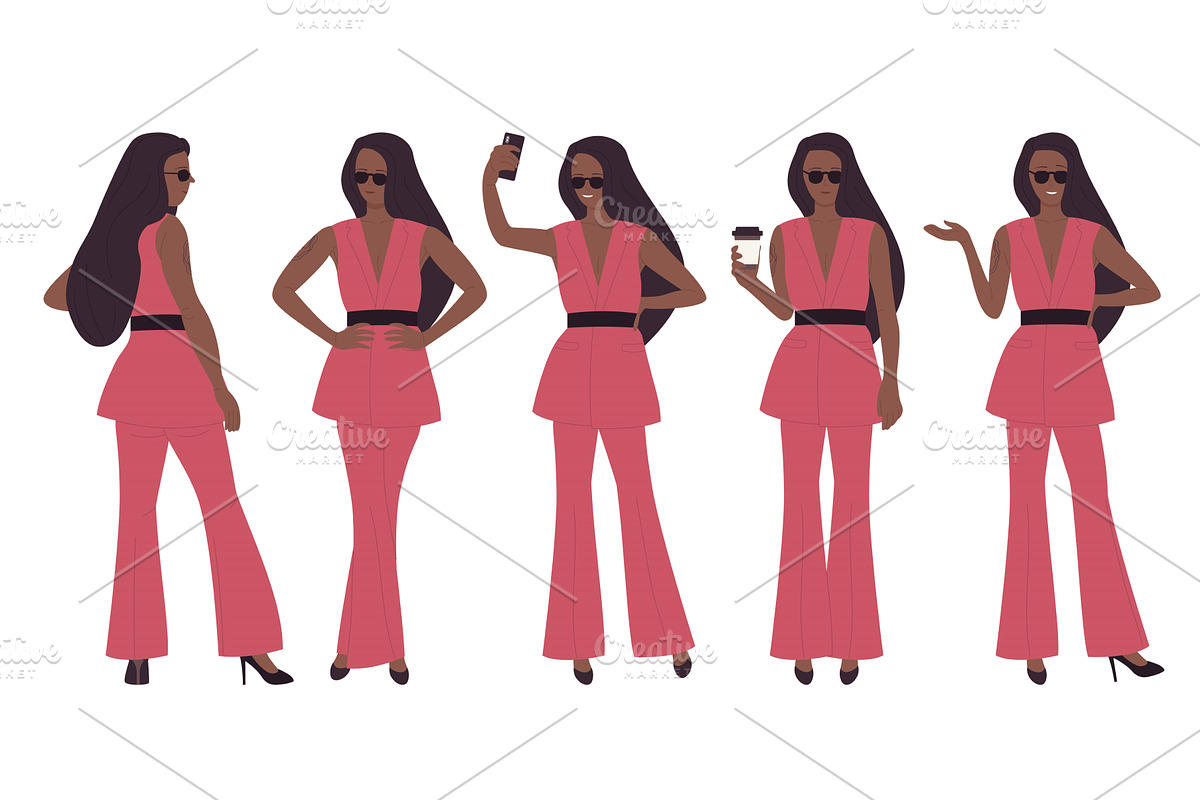 Stylish Afro Fashionista in Pink, an Object Illustration by Flashvector