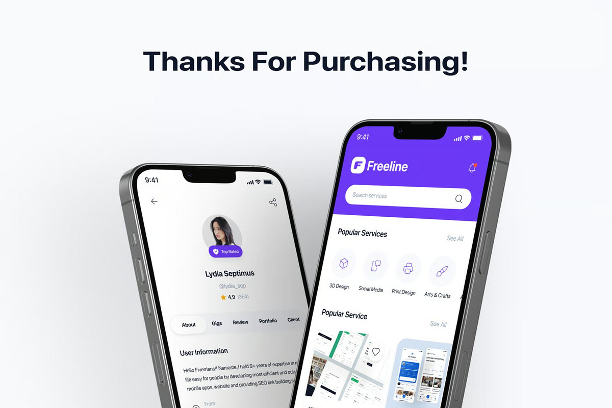 Freeline Freelance Services App UI, an UI Kit Template by Creative Perspective (Photo 6 of 6)