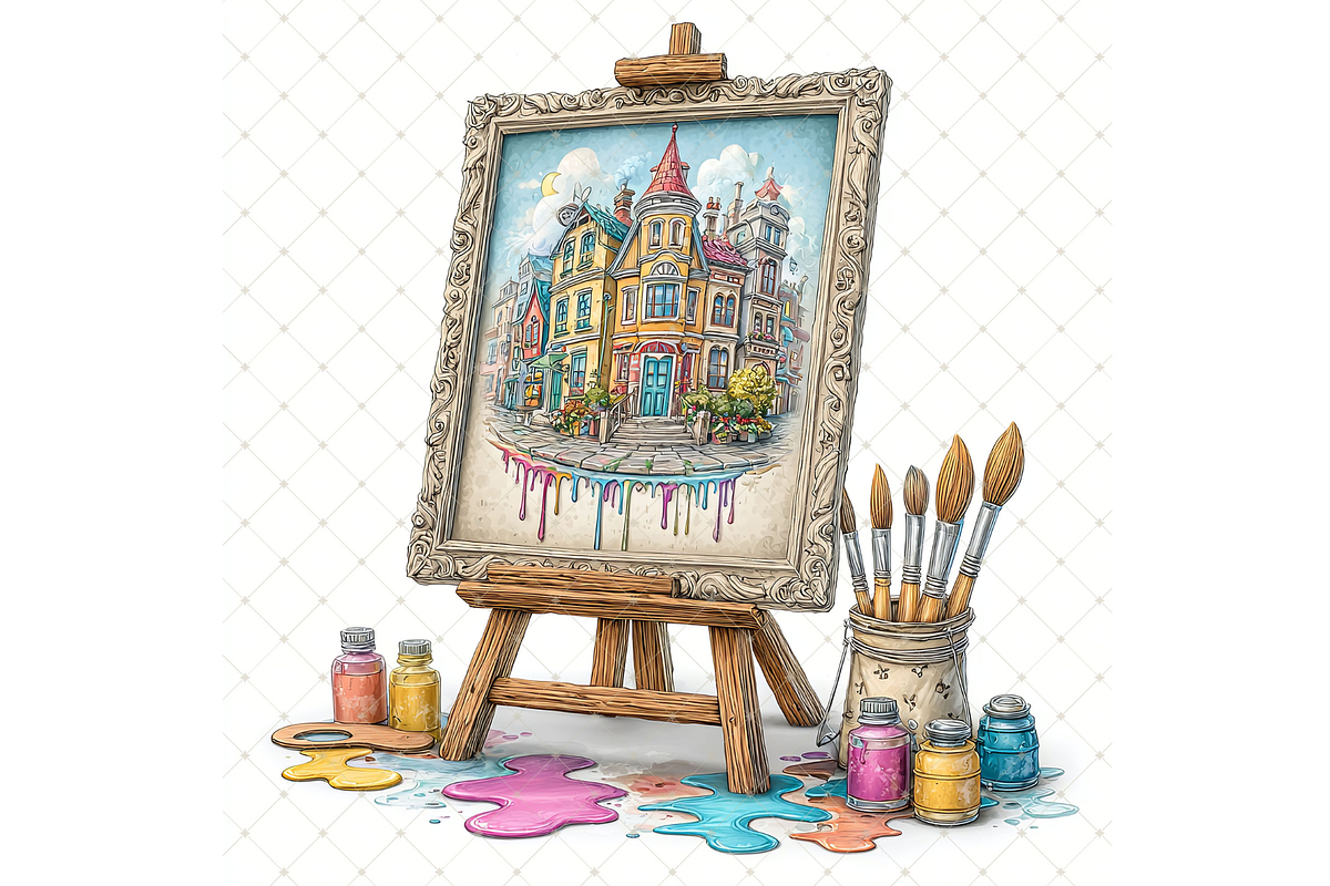 Canvas on Wooden Easel Clipart JPG, an Illustration by Memories By Lea (Photo 10 of 19)