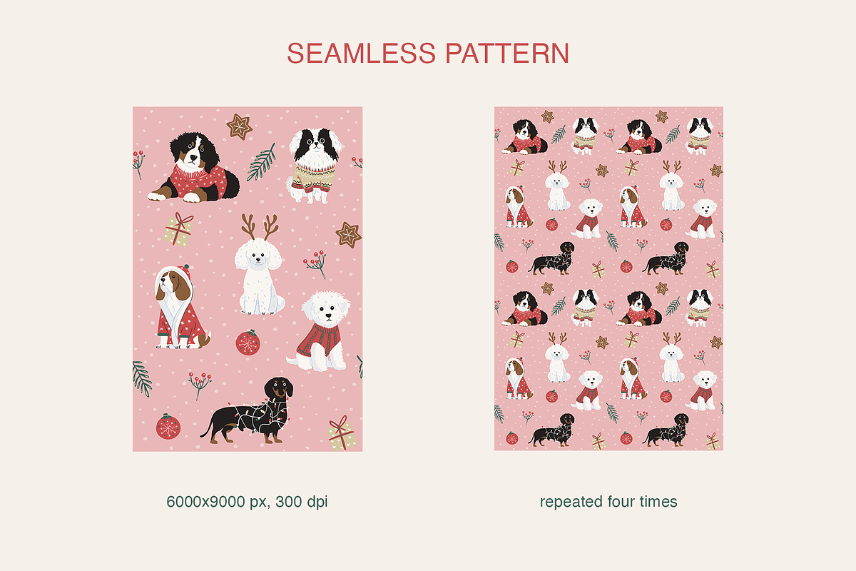 Christmas Doggy Dog Pattern, a Pattern Graphic by Mariia Kovalchuk (Photo 4 of 10)