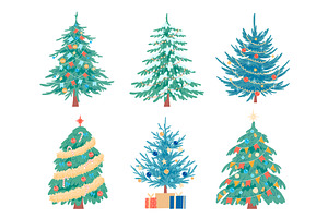 Decorated Christmas Tree. Vector